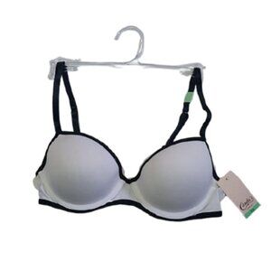 Candie's Padded Push-Up Bra, White + Black, Size 32A